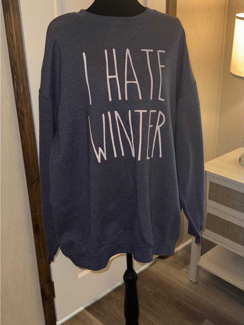 I Hate Winter Navy Graphic Unisex Crewneck Sweatshirt
